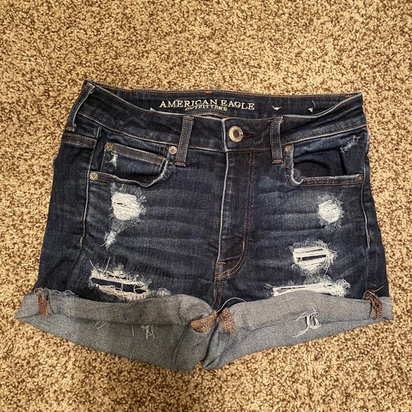 American eagle dark wash shortie jean short 6